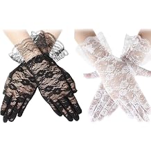 YouNuo Lace Gloves for Women, Wedding Bridal Tea Party Gloves, Floral Opera Glove for Evening Prom 1920s Halloween Costume