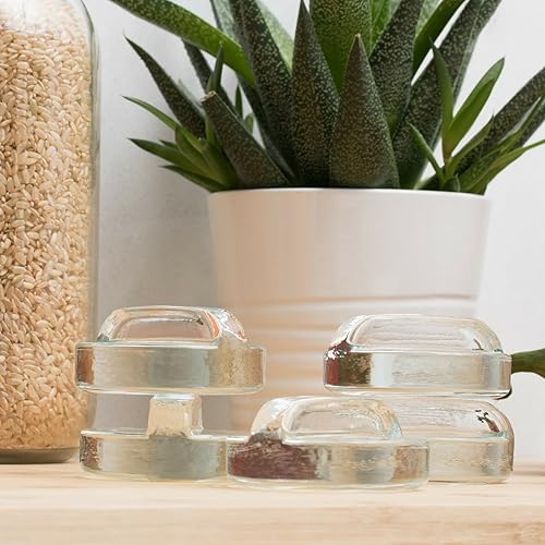 Miniatura 8 de Paquete de 5  Fácil de agarrar  Agarrarlos con pinzas  Pesos de fermentación de vidrio con asas para tarros Mason de boca ancha