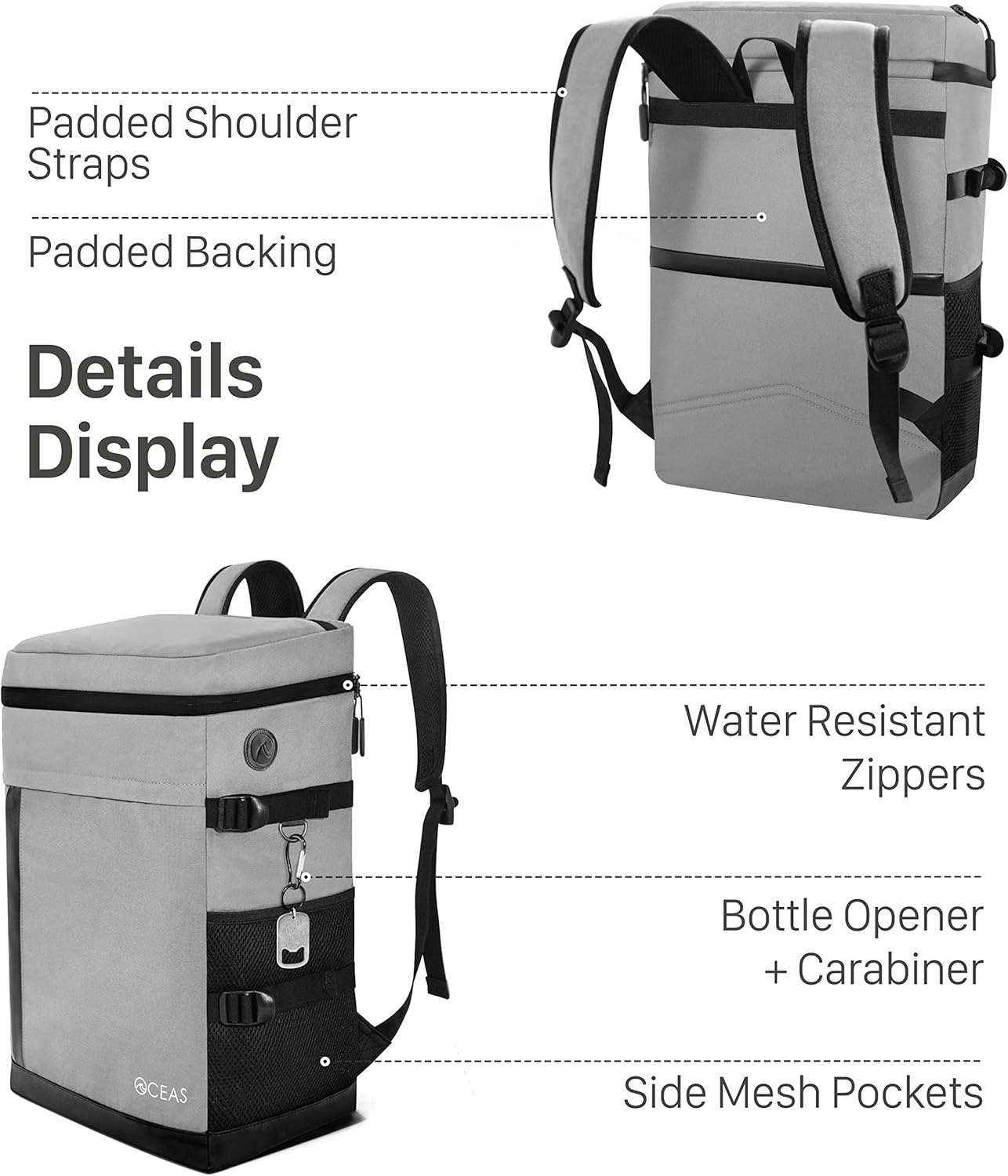 Cooler Backpack Insulated Waterproof - 40 Can Soft Backpack Coolers Insulated Leak Proof - Waterproof Lining Keeps Lunch, Beer & Ice Cold for 16 Hours - Travel Back Pack Cooler for Women & Men