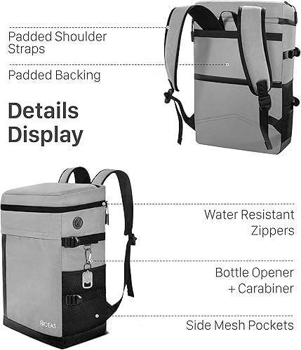Miniatura 3 de Oceas Mochila térmica aislada impermeable  Mochila térmica suave para 40 latas a prueba de fugas  Forro impermeable que mantiene el almuerzo, la