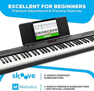 Alesis 88 Key Keyboard Piano with 480 Sounds, Speakers, USB MIDI, Carry-Bag, Stand, Headphones, Pedal and Piano Lessons for Beginners