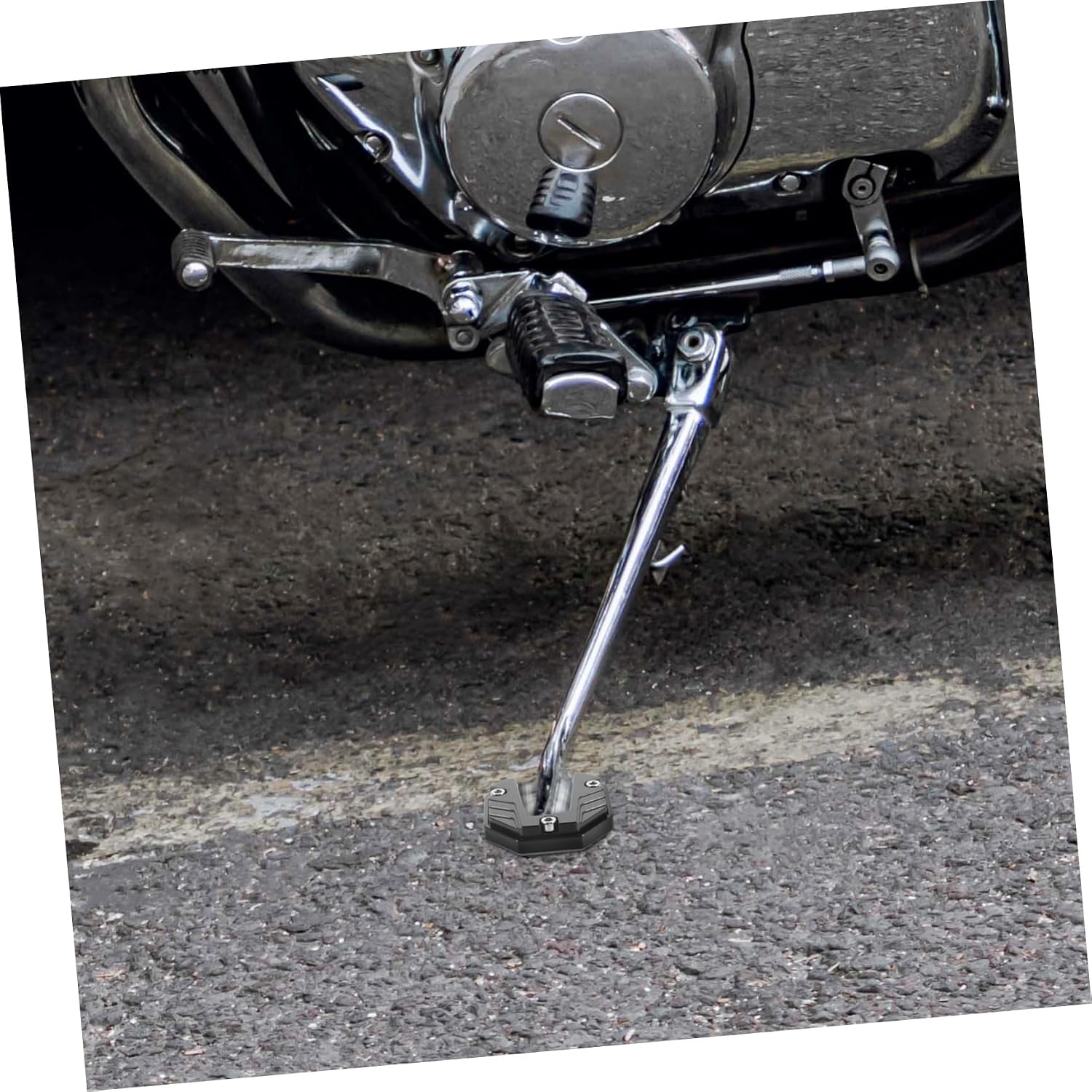 Non-slip Motorcycle Kickstand Pad Enlarger Metal Stand Plate Black