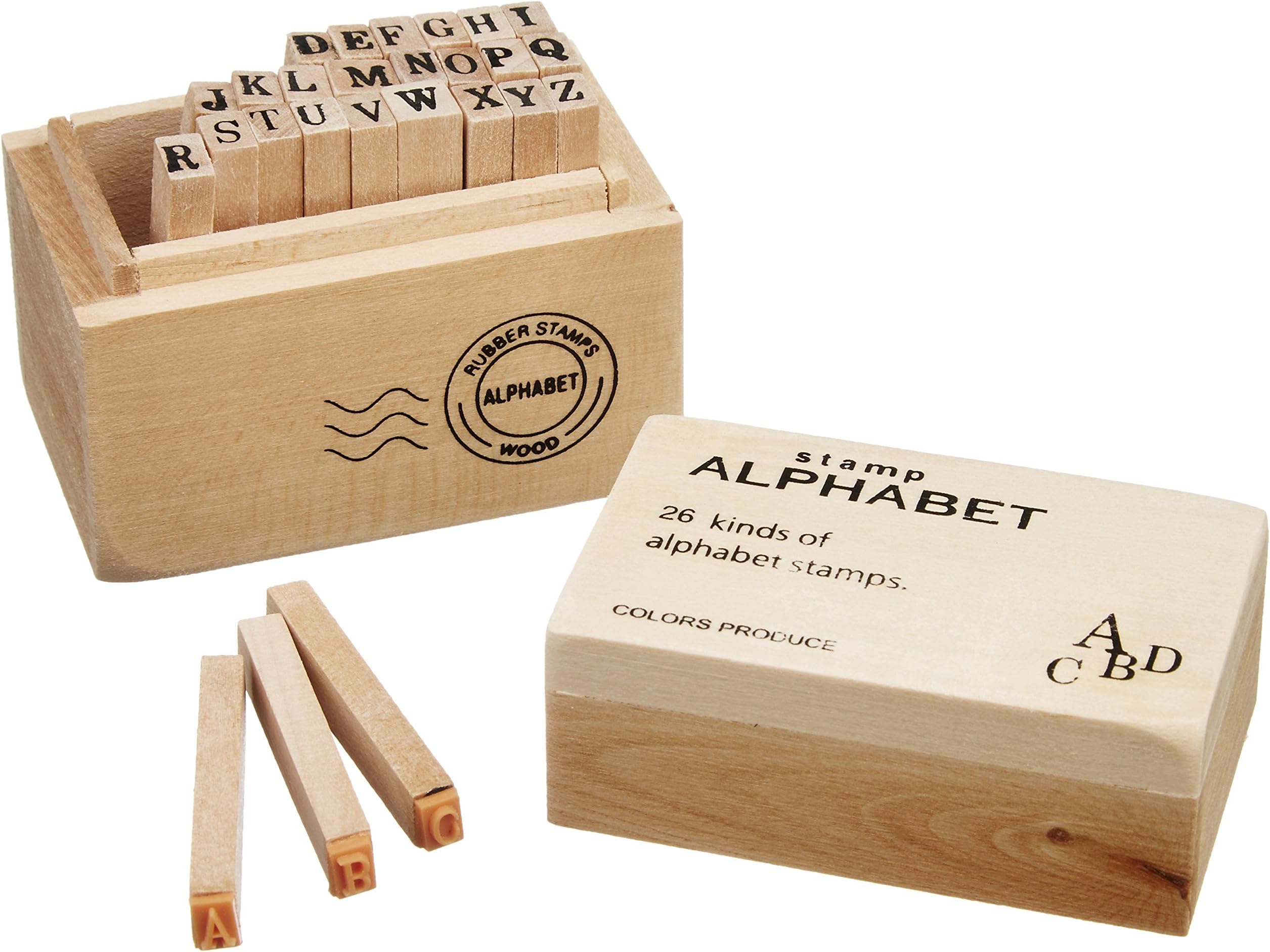 Wood stamp set box stamp alphabet S cute Maruwa trade