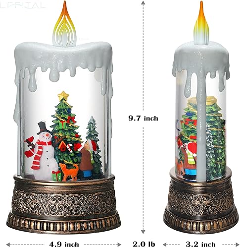 Miniatura 3 de Linterna de globo de nieve de Navidad, linterna de nieve en forma de vela con música brillante, linterna iluminada para árbol de Navidad, muñeco de