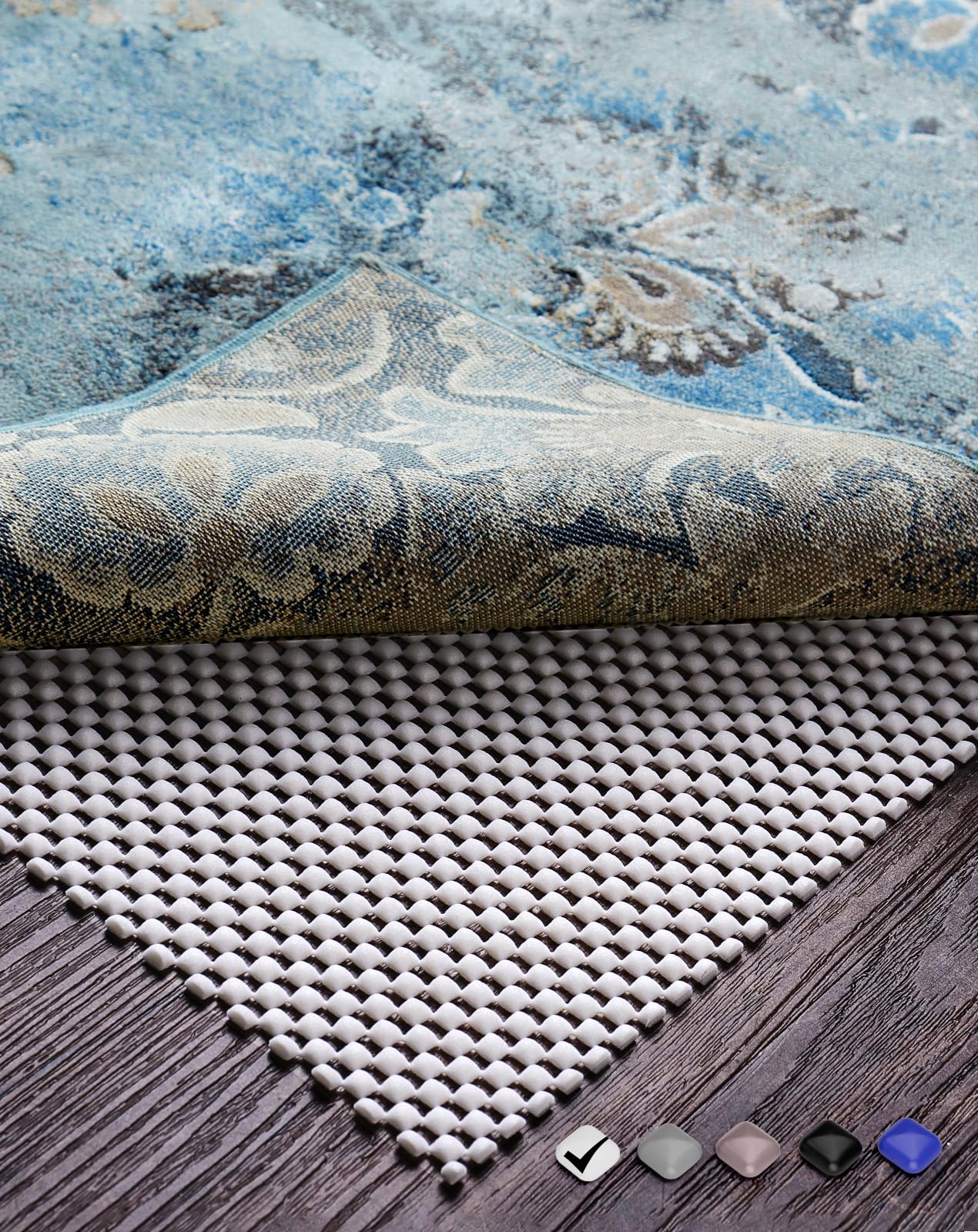 Veken Rug Gripper Pad for Hardwood Floors, Thick Cushion Non Slip Rug Pads for Area Rugs, Rug Grippers for Tile Floors, Under Carpet Anti Skid Mat, Keep Your Rugs Safe and in Place, 2x3 Ft