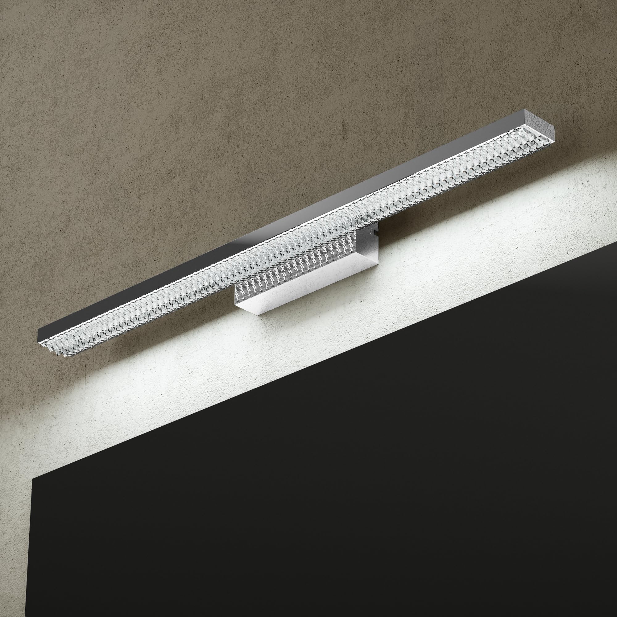Mai & Mai Spiegelleuchte Bad 60cm LED Spiegellampe Badezimmer Badlampe | 6000K Wandleuchte Badezimmer, 14W Badezimmerlampe für Spiegel, klare Kaltweiß Lampe, Chrom, Leuchtschein