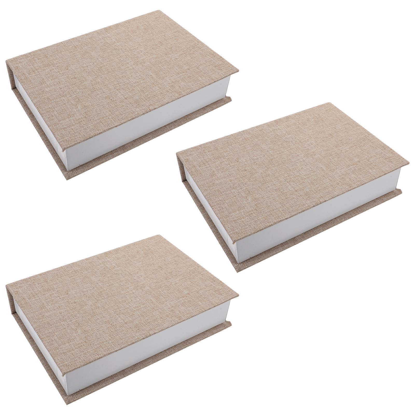 Libros decorativos y construccion resistente de lino set de 3 unidades para decoracion de estanterias caseras