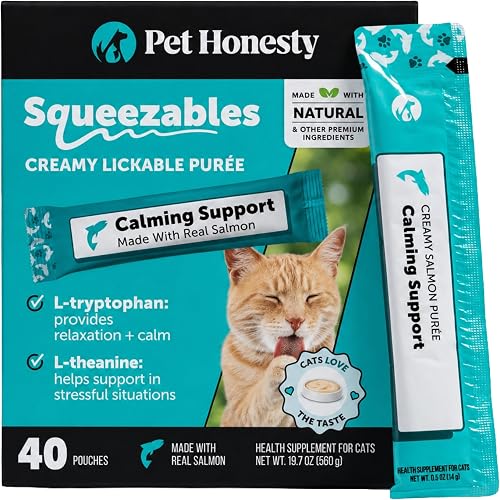 Pet Honesty Vet Backed Cat Calming Supplement Puree, Salmon, 40 Ct