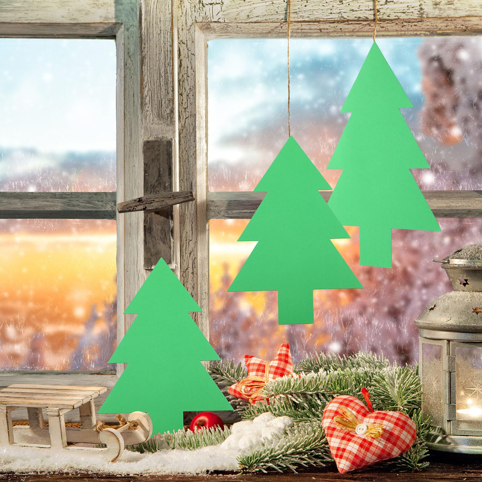 50 Stück Weihnachtsbaum-Ausschnitte – 30,5 Cm, Grüner Karton, Doppelseitig, Für Basteln & Deko