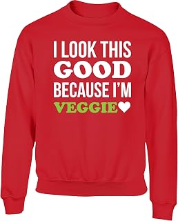 Hippowarehouse I Look This Good Because I'm Veggie Kids Children's Unisex Jumper Sweatshirt Pullover