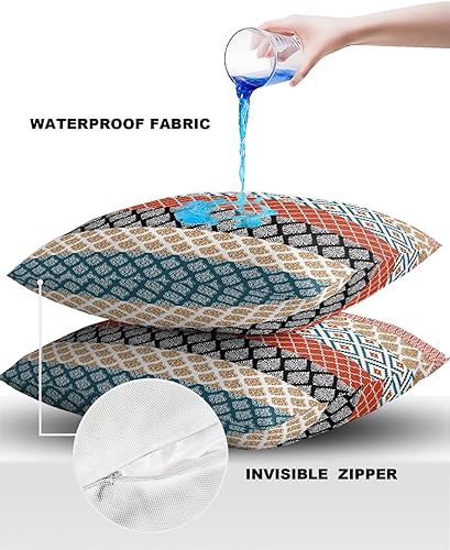 Miniatura 4 de Fundas de almohada impermeables para exteriores, fundas de almohada lumbares, estilo bohemio, diseño de rayas, tribal, estilo bohemio, fundas de