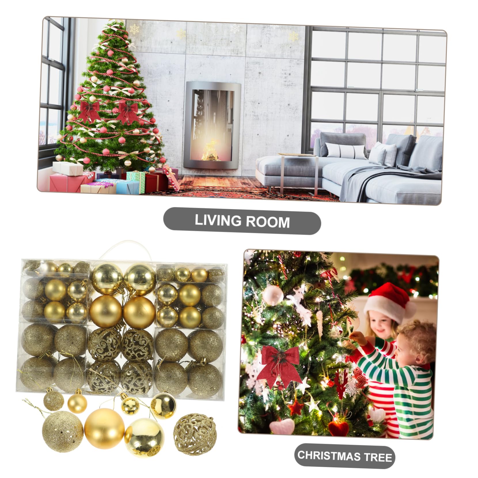 COLLBATH 100pièces Boules de Noël à Suspendre au Sapin Accessoires de Décoration Pendentifs Décoratifs pour Scène