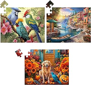 Dementia Puzzles for Elderly Large Piece Puzzle for Seniors 48 Piece Jigsaw Puzzle Dog Bird Dementia Alzheimer's Products Activities for Seniors Easy Adult Puzzle Memory Game Nursing Home Gift 19*15IN
