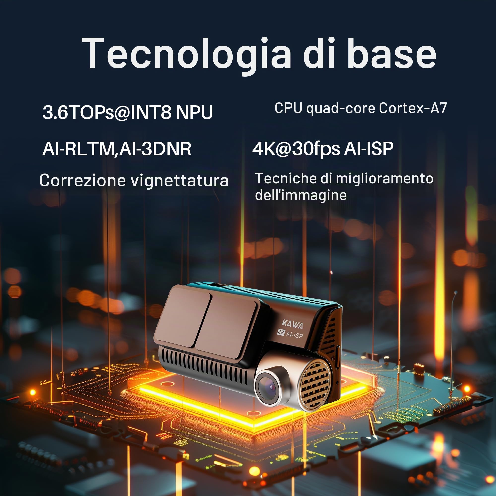 Dash Cam Auto 4K Anteriore e Posteriore, Visione Notturna True Color, Schermo IPS 3,16”, WiFi GPS Integrato, Monitoraggio Parcheggio 24H, Rilevamento AI, Pre-Registrazione, Registrazione in Loop, D11
