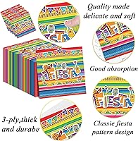 Vista 3 de Paquete de 50 servilletas de fiesta mexicana para fiesta del 5 de mayo, suministros de fiesta mexicana, servilletas de papel desechables con rayas