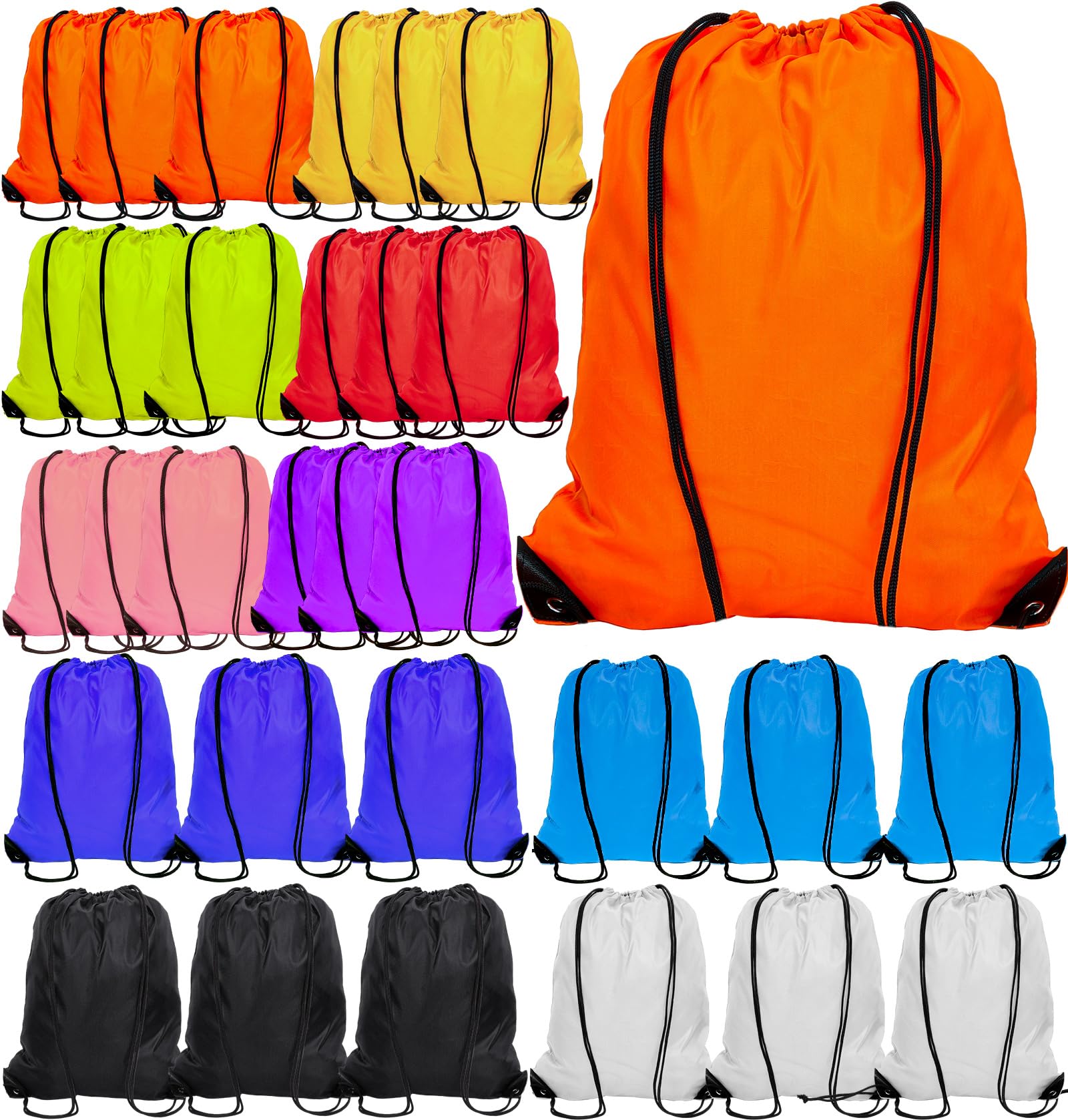 PAXCOO 30Pcs Drawstring Backpack Bulk Drawstring Bags Cinch Sack Bag Nylon Draw String Sport Bag, 10 Colors