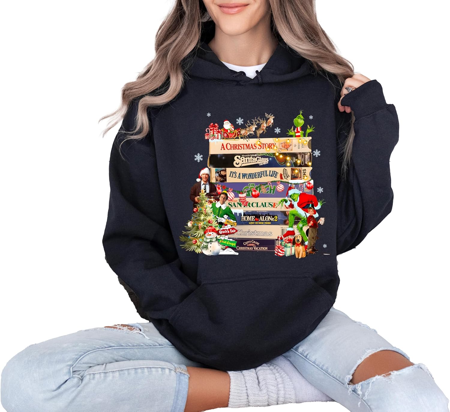 Vintage Christmas VHS Sweatshirts, Retro Funny Christmas VHS Sweatshirt, Christmas 90s Movies Sweater, Christmas VHS Movies, Merry Christmas - Image 6