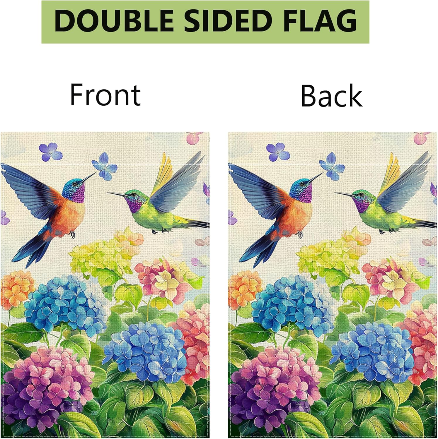 Hummingbirds Hydrangeas Flower Garden Flag Spring Colorful Floral Welcome Yard Outdoor Flag Double Sided 12x18 Inch - Image 7
