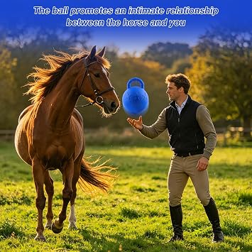 2 Pack 10 Inch Horse Herding Ball with Handle Horse Toys Equine Ball for Entertainment & Interactive Play, Stall Boredom Relief, Blue