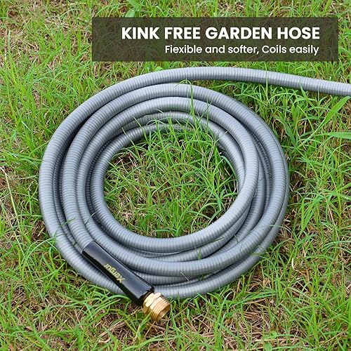 Miniatura 6 de Manguera de agua flexible para jardín, manguera de agua de 25 pies con accesorios de latón macizo, manguera de agua duradera de 12 pulgada sin