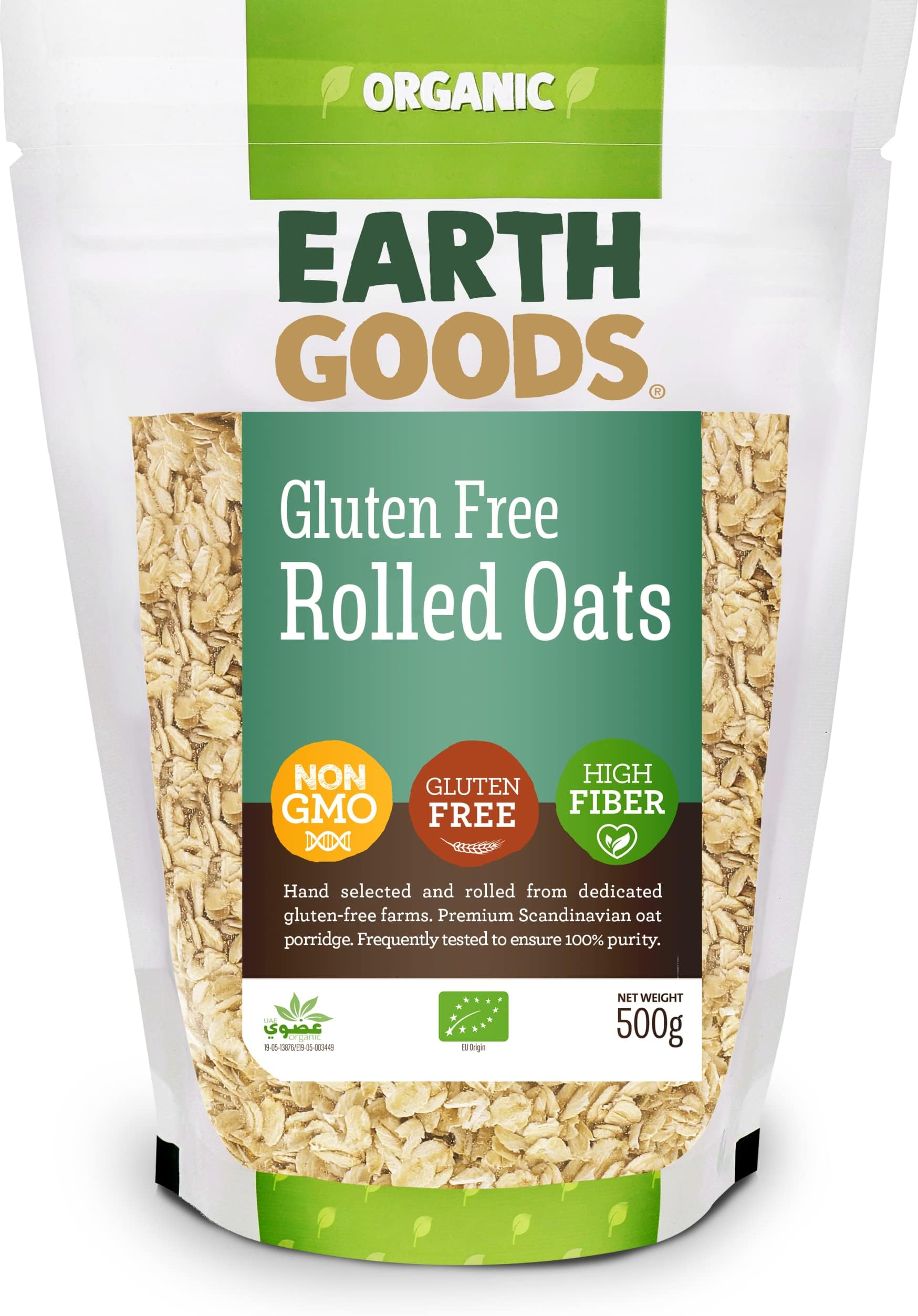 Earth Goods Organic Oat Flakes Rolled Oats, Gluten Free, 500g