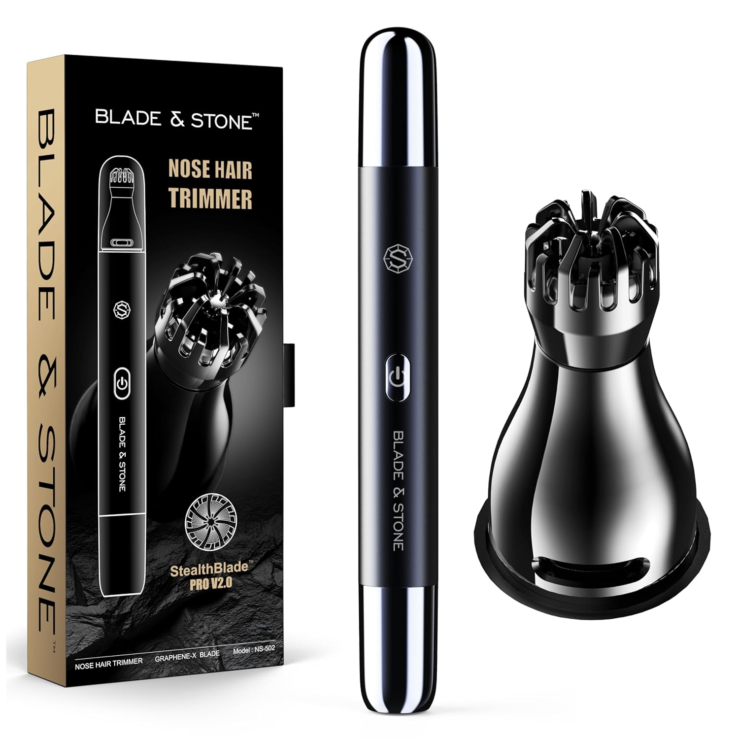 Blade Stone NS502-DN Nose Ear Trimmer 2 0 Graphene-X Blade High-Velocity Low-Noise Motor Patented Rotary Blade Design Skin-Friendly