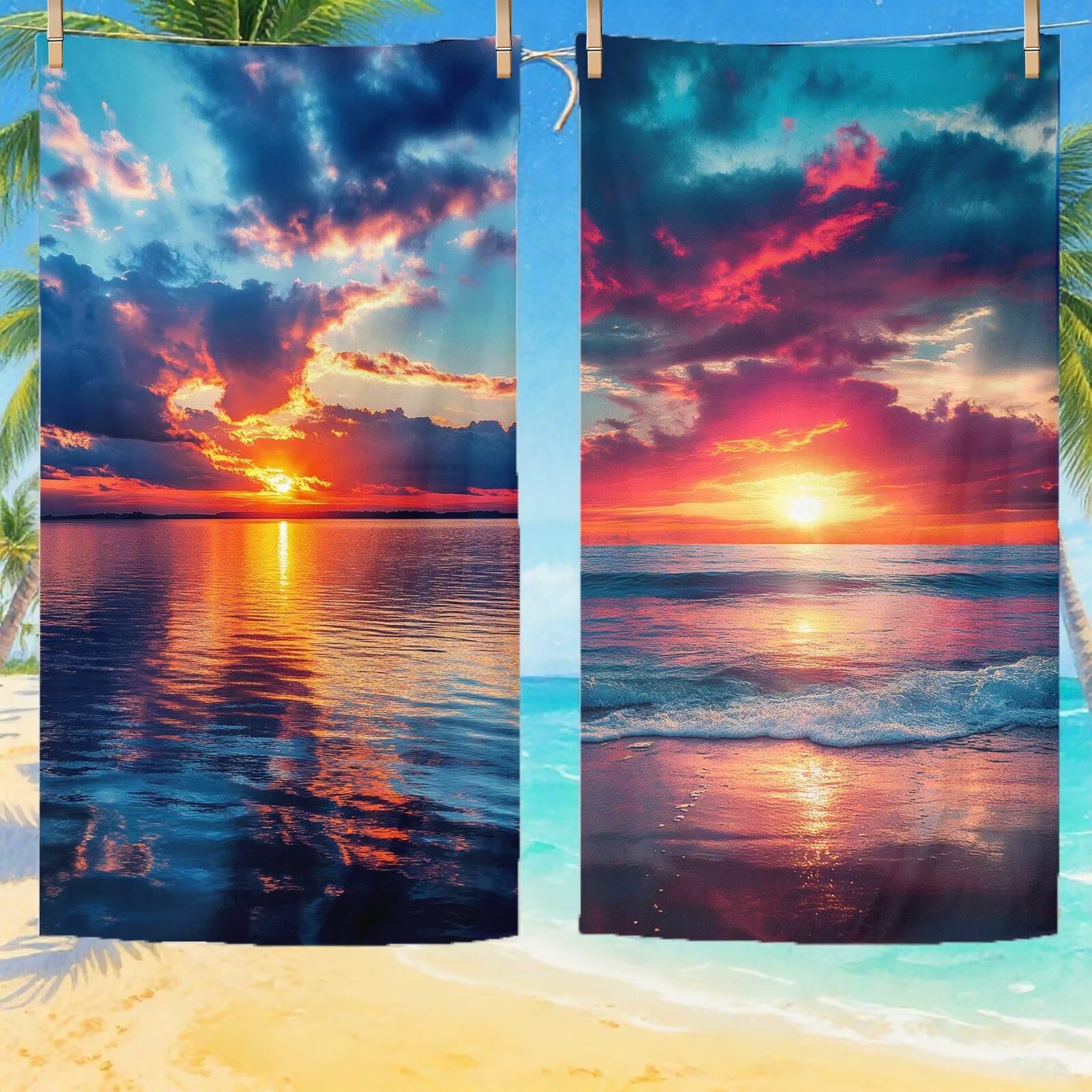 Toallas de Playa Microfibra Paisaje Toalla Playa Grande 180x90 cm Mujer Hombre Secado Rápido Absorbente Toallas Gimnasio Suave Sin Arena Ligera Toalla Microfibra para Playas Piscina Viajes Camping Q-9