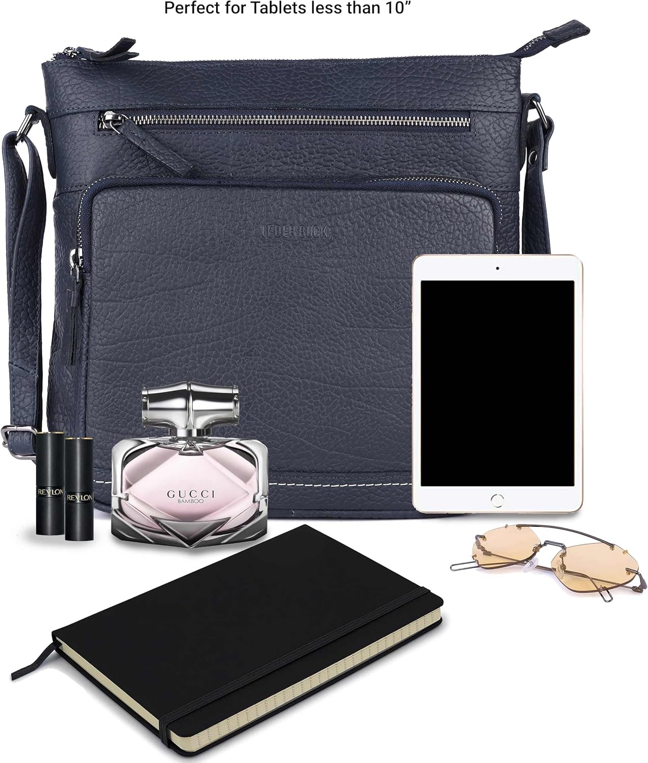 LEDERBUCK Olga Women's Extra-Large Genuine Leather Crossbody Purse – Soft Triple-Zip Shoulder Bag