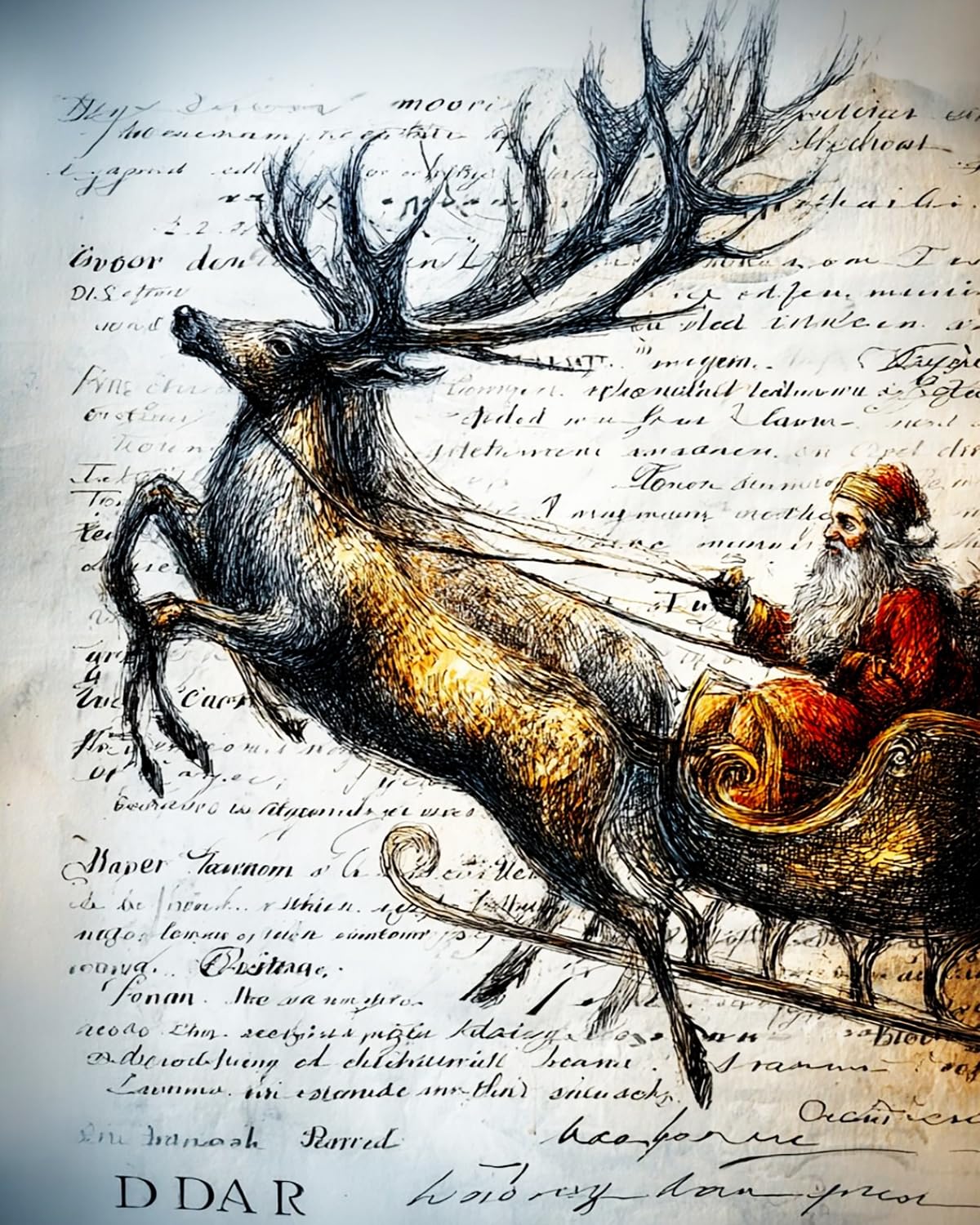 LIUBAISHI Paint by Numbers for Adults – 16"x20" | Oil Painting Kit for Bedroom Wall Art, Stress Relief Hobby, Complete Set with Paints and 3 Brushes-Christmas Reindeer Sleigh (2)