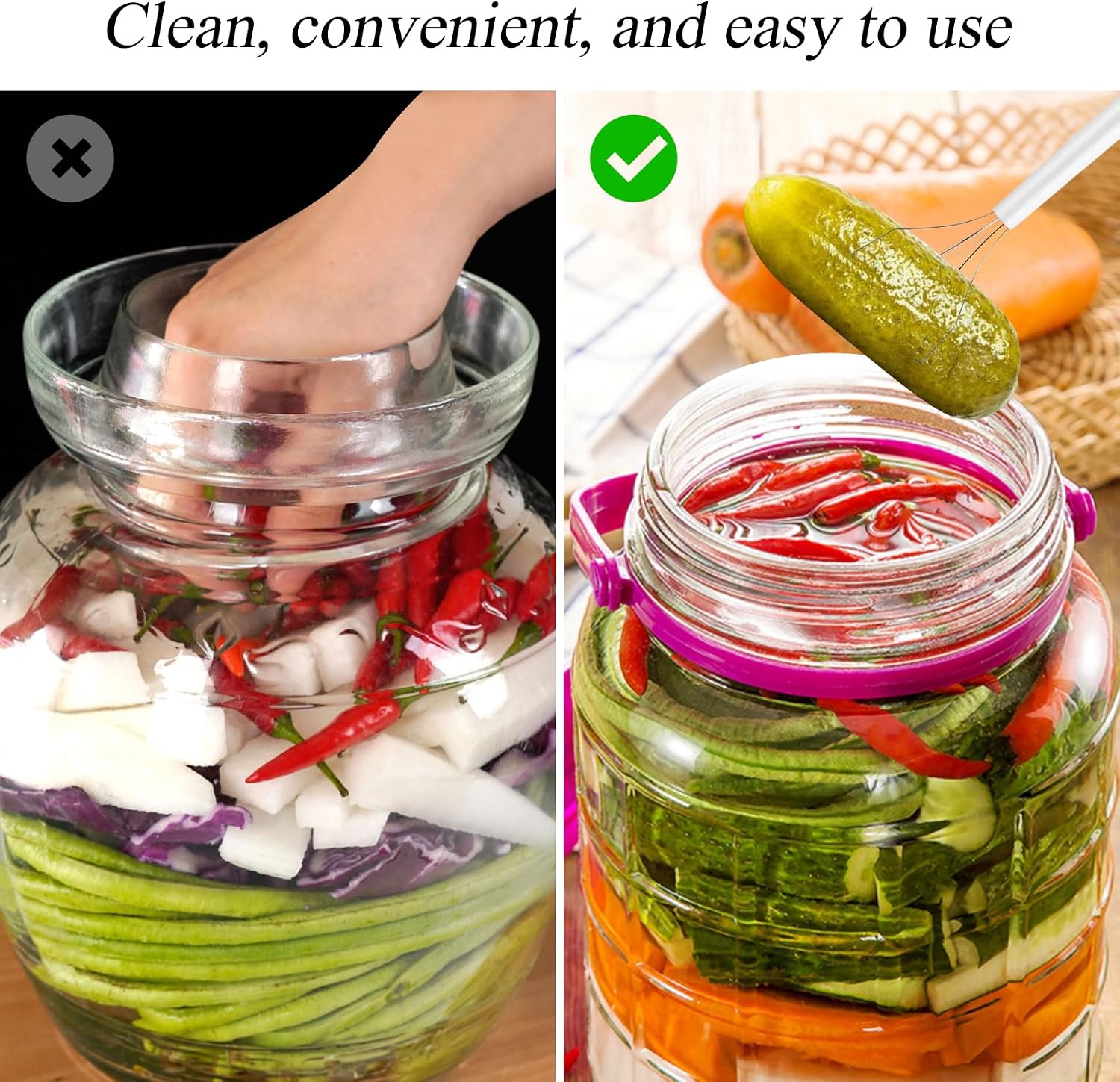 Pickle Grabber Tool - Set of 2, White, Medium, Plastic & Stainless Steel, 8 Inches