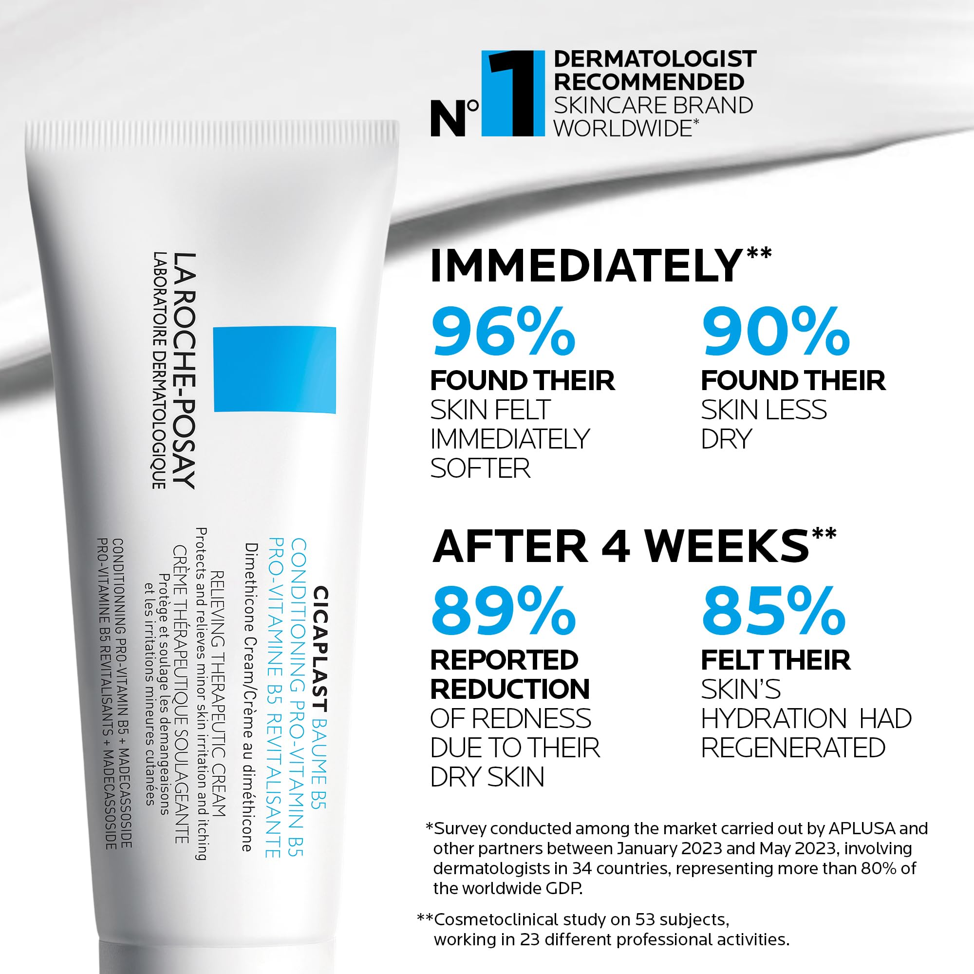 La Roche Posay Cicaplast Baume B5, Multi-Purpose Soothing Balm for Dry Skin, Absorbs Quickly, Non-Sticky, Glassy Skin Finish, for Face or Body, Suitable for the Whole Family, Fragrance Free - 4