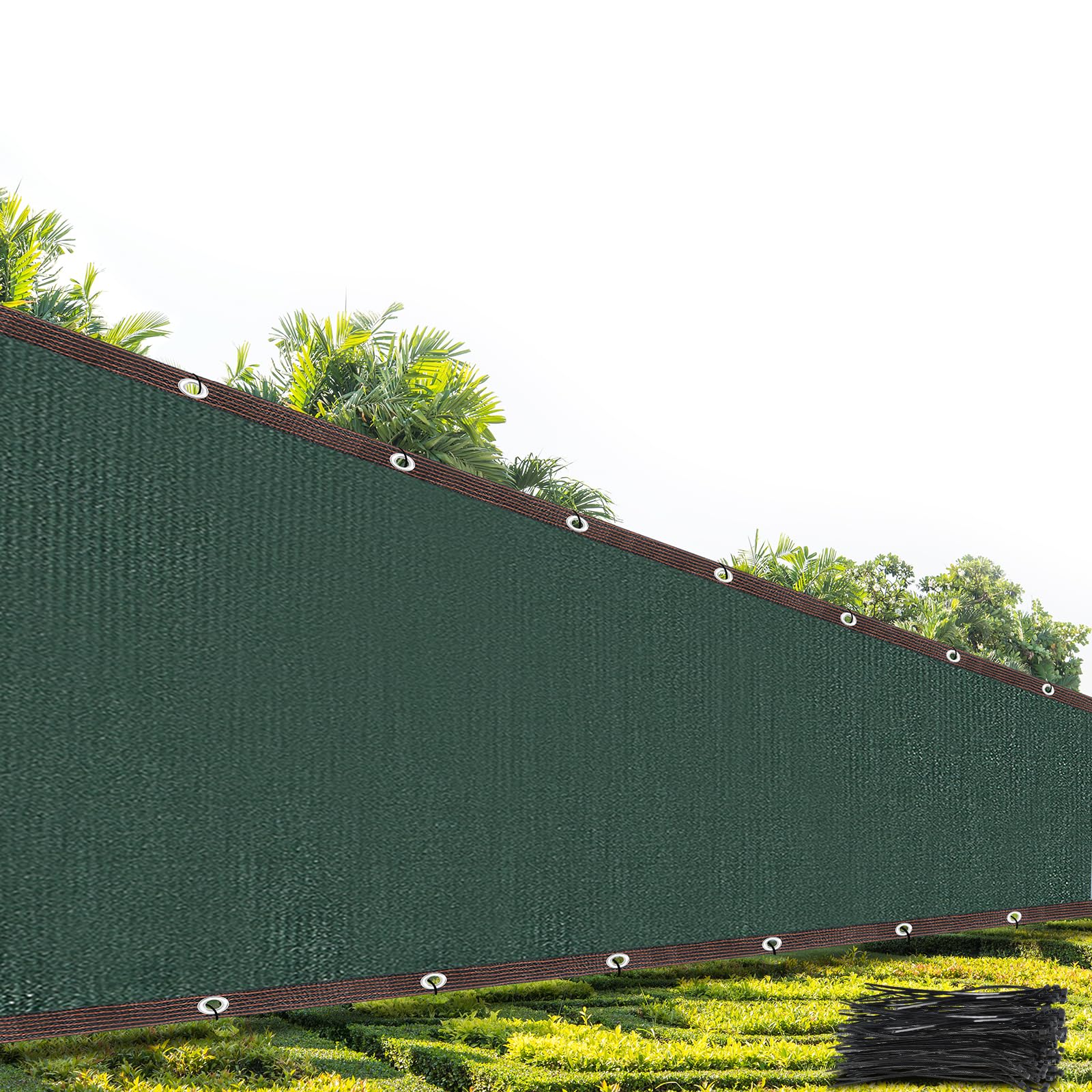 Ribbonlic 6 x 50ft Privacy Screen Fence Heavy Duty with 80 Zip Ties, 90% Visibility Blocking Fence Cover Windscreen Mesh Shade Net with Aluminum