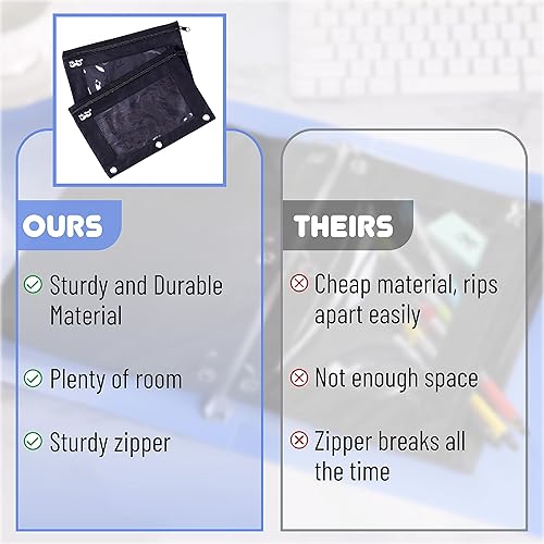 Miniatura 5 de Mr. Pen Estuche de tela para lápices con 3 agujeros para carpeta, color negro, juego de 2