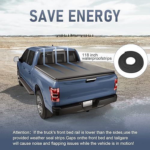 Vista 20 de CARMOCAR Cubierta rígida de tres pliegues para Ford Ranger 2019-2024, accesorios de cubierta de caja de camión de 5 pies con luz LED