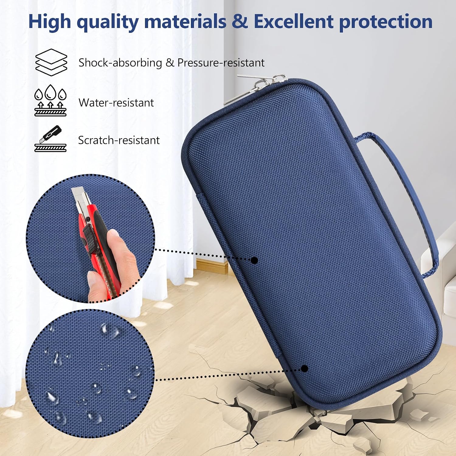 Hard Carrying Case for JBL Flip 7/6 / 5 Portable Bluetooth Speaker, Storage Holder Travel Bag with Mesh Pocket for USB Cable, Very Suitable for Home, Outdoor, and Travel, Blue