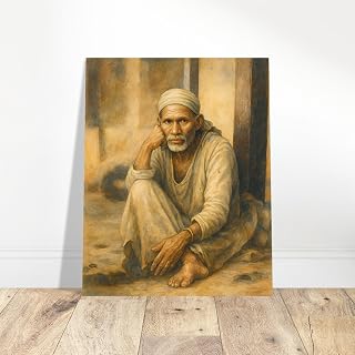 Sai Baba Of Shirdi Unframed Picture | Spiritual Home Wall Decor Art Gift Size 20x25 cm / 8x10″