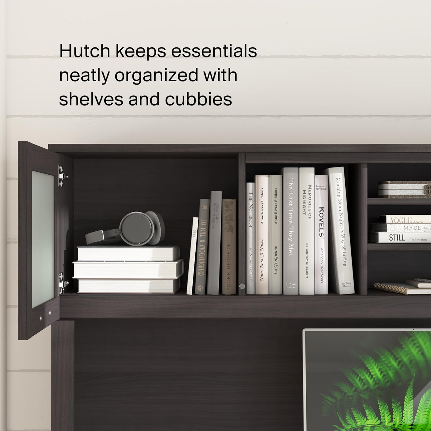 Bush Home 72-Inch Office Desk with Drawers and Hutch, Computer Desk with File and Box Drawers, Shelves and Storage Cabinet, Home Office Workstation, Somerset Collection, Storm Gray