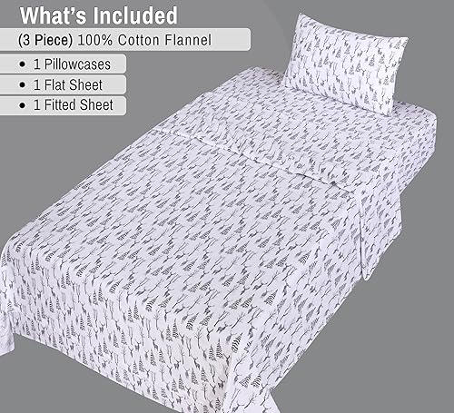 Vista 334 de RUVANTI Sábanas de franela 100% algodón King 4 piezas Celestial Stag Ciervo celestial