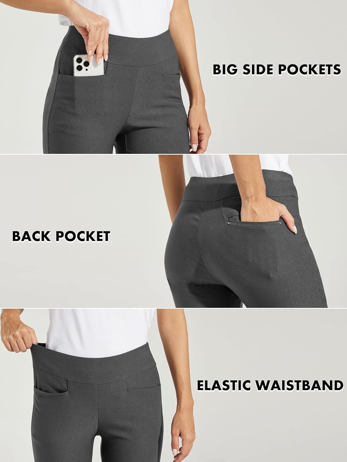 Willit Women's Golf Pants 3 Pockets Stretch Casual Pull on Pants Quick Dry Hiking Travel Pants - Image 4