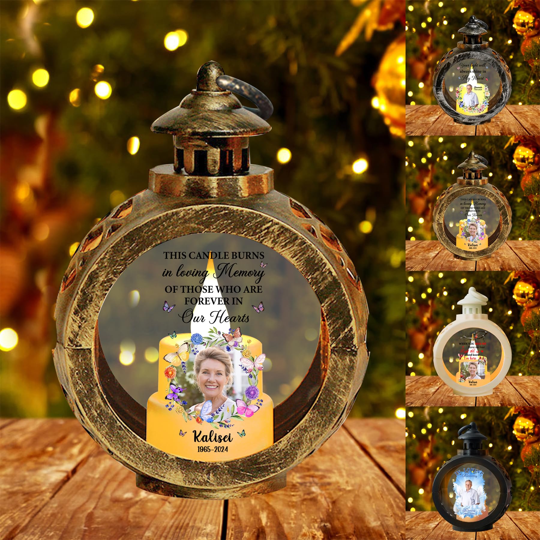 This Candle Burns in Loving Memory Personalized Photo Memorial Lantern with LED Candle Custom Picture Sympathy Lantern Light in Loving Memory Memorial Gifts for Loss of Loved One