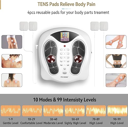Miniatura 5 de FIT KING Alivio del dolor de neuropatía para masajeador de pies, masajeador de pies EMS para neuropatía con almohadillas TENS, estimulador de