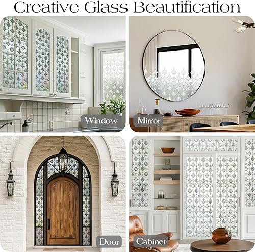 Miniatura 6 de rabbitgoo Película de privacidad para ventana, no adhesiva, película de vidrio esmerilado, película de bloqueo solar, película de vidrio decorativa