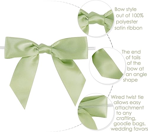 Vista 101 de AIMUDI Lazos giratorios para bolsas de golosinas de 3.5 pulgadas, lazos de satén azul turquesa para manualidades, lazos prefabricados con lazos Azul