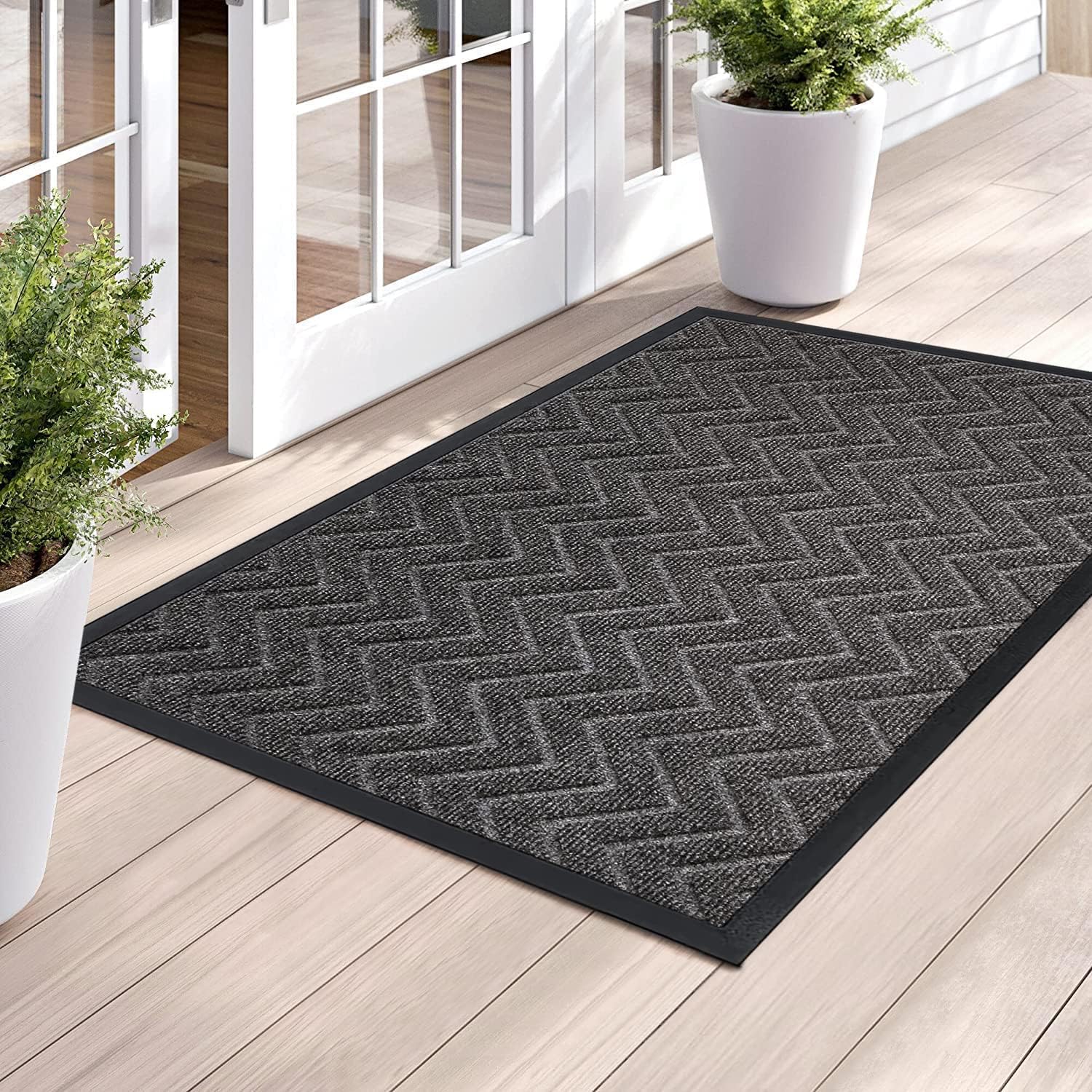 Paillasson De Bienvenue Motif Hérisson - Noir, Antidérapant, Imperméable, Pour Intérieur Et Extérieur, Décoration D'entrée