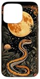 iPhone 15 Pro Max Snake Art Deco Celestial Moon Python Wild Flower Reptile Case