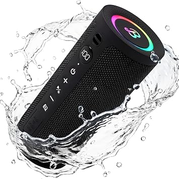 BassBloom Roar 3 Portable Bluetooth Speaker,IPX6 | 20W Powerful Sound with JIKE Bass,24H Playtime,Bluetooth 5.4,RGB Lights,Wireless TWS Pairing,Outdoor for Camping and Beach