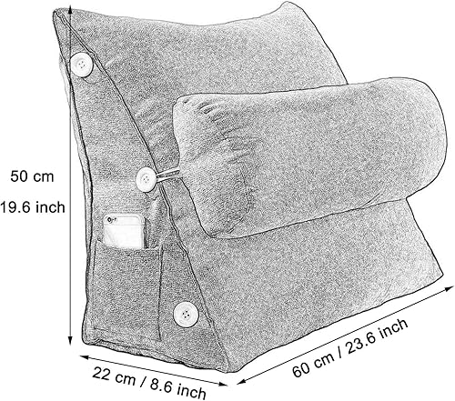 Miniatura 2 de Cojín de cuña para sofá cama con soporte para el cuello, almohada de apoyo para la espalda, almohadas de lectura para sentarse en la cama para