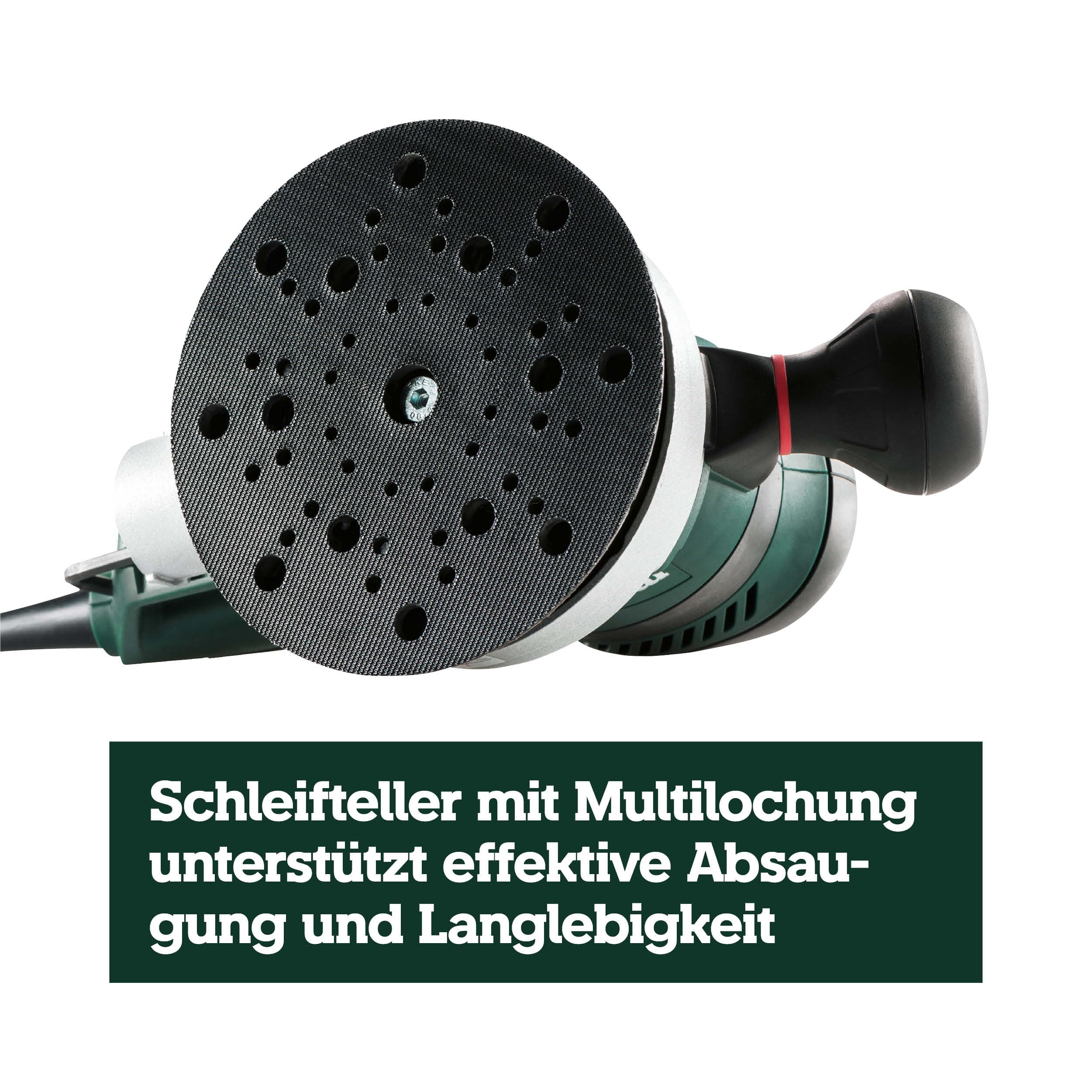 Metabo Exzenterschleifer SXE 450 TurboTec – 600129000 – Mit patentierter Duo-Schwingkreisverstellung, Vario (V)-Elektronik u. v. m. – Nennaufnahmeleistung: 350 W – 4 m Kabellänge