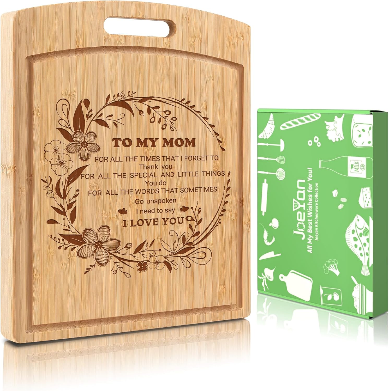 Joeyan Engraved Recipe Cutting Board for Friendship in Gift Box with Double Sides Grooves for Bestie Good Friends Women Men Male Female, Large Practical Sturdy Kitchen Chopping Present for Birthday