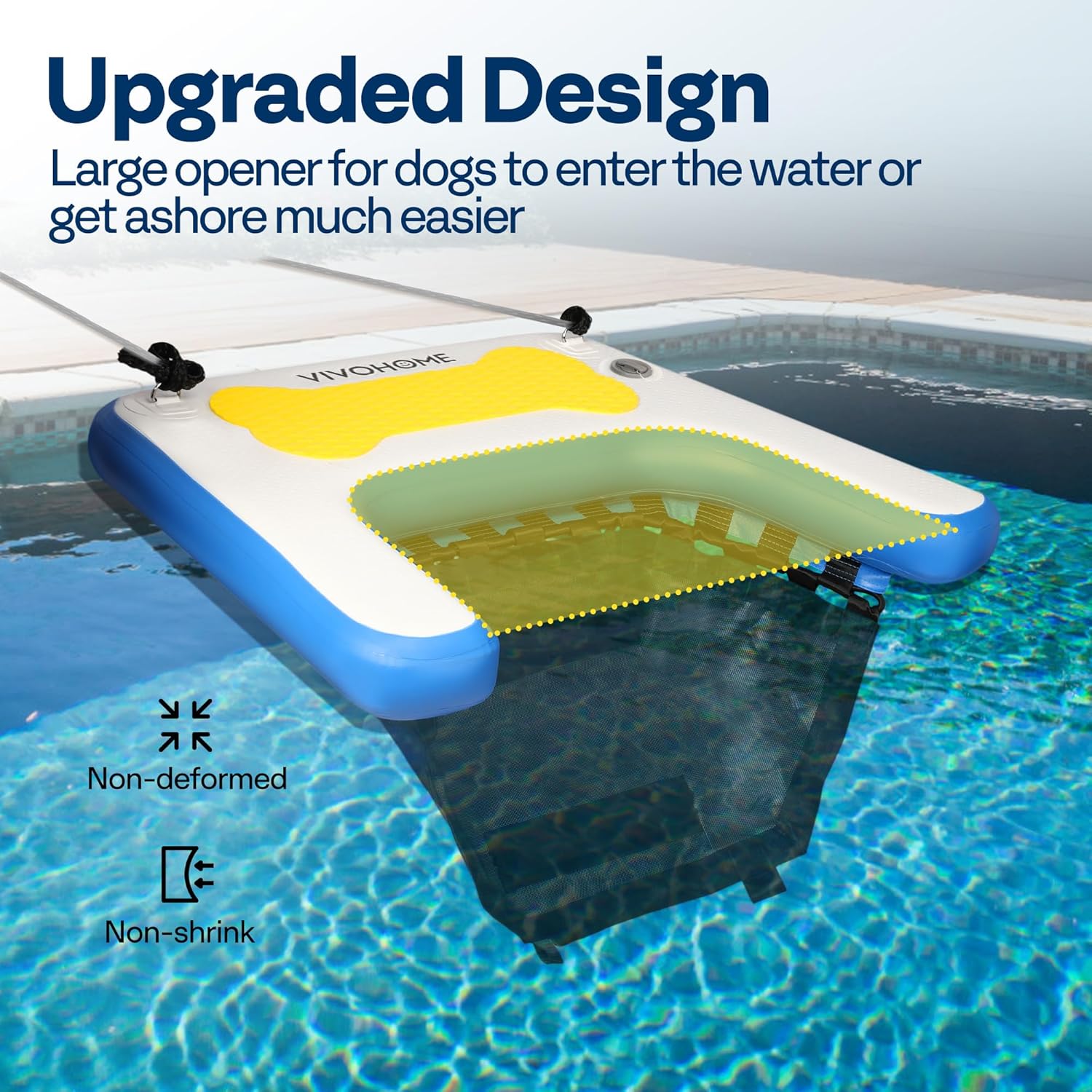 VIVOHOME Inflatable Dog Boat Ramp Float for Pets Swimming Floating Ramp Ladder with Non-Slip Pad for Pools Boats Docks Lakes